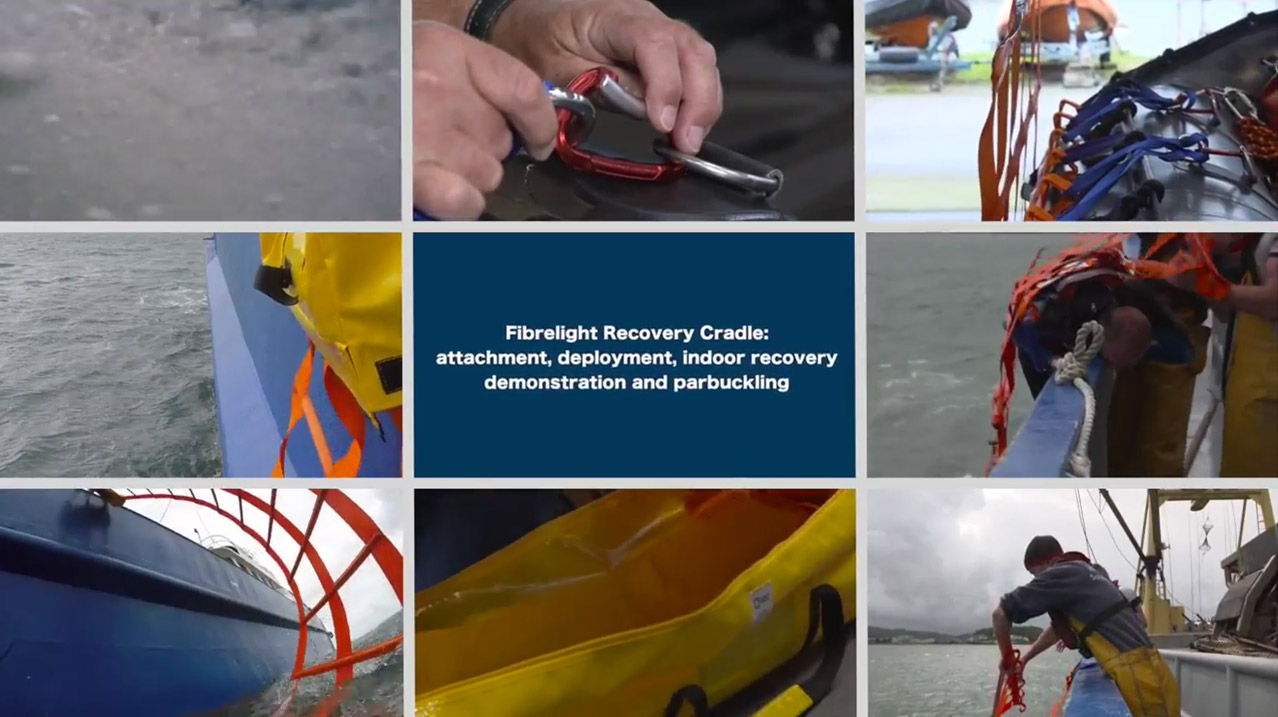 Fibrelight Recovery Cradle: attachment, deployment, indoor recovery demonstration and parbuckling